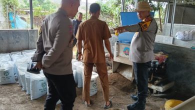 Kapolres Serang, AKBP Condro Sasongko meninjau pembuatan kompos di Desa Tegal Maja. Foto: Yono