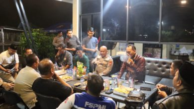 Kapolres Serang, AKBP Condro Sasangko bertemua 12 pimpinan serikat pekerja. Foto: Yono