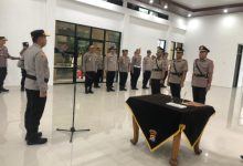 Kapolres Serang, AKBP Andri Kurniawan memimpin Sertijab Pejabat Baru. Foto Yono