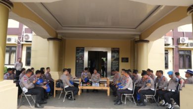 Kapolres Serang, AKBP Andri Kurniawan menerima siswa Dikbangpes Lalu Lintas. Foto Yono