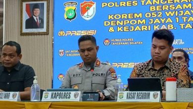 Kapolres Tangsel, AKBP Boy Jumololo dalam jumpa pers. Foto Antara