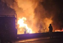 Lapak yang diduga penampung solar di Kramatwatu terbakar. Foto Daeng Yusvin