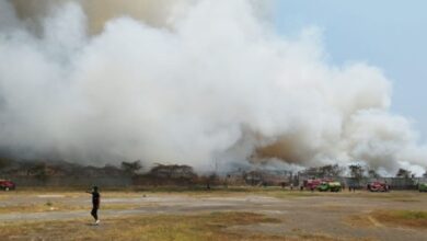 Kebakaran TPA Rawakucinbg, Kota Tangerang. Foto: LKBN Antara
