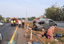 Kecelakaan angot Daihatsu Granmax di Jalan Tol Tangerang - Merak. Foto: Yono