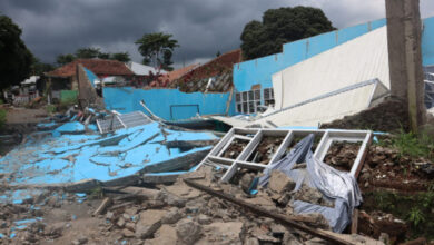 Salatu gedung hancur akibat gempa Cianjur. Foto: BNPB