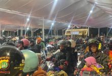 Kepadatan pemudik motor di Pelabuhan Ciwandan. Foto Antara