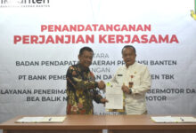 Bapenda Banten dan Bank Banten perpanjang kerjsama. Foto: Biro Adpim Banten