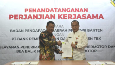 Bapenda Banten dan Bank Banten perpanjang kerjsama. Foto: Biro Adpim Banten