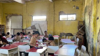 Kondisi ruang kelas di SDN Palamakan 01, Kecamatan Badung, Kabupaten Serang. Foto: Antara