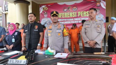 Kapolres Serang, AKBP Condro Sasongko memberikan keterangan pers. Foto: Yono