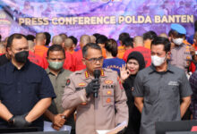 Konferensi pers Polda Banten soal kasus judi. Foto: Aden Hasanudin