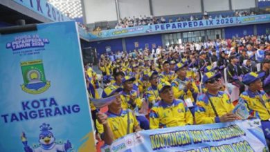 Kontingen Kota Tangerang dalam Peparpeda IX Banten. Foto Antara