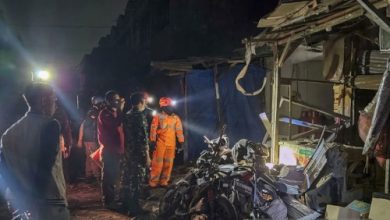 Penyelidikan ledakan Pasar Cimanggis, Tangerangl Selatan. Foto Antara