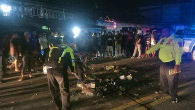 Lokasi kecelakaan dua motor honda tabrakan di Kibin. Foto: Yono