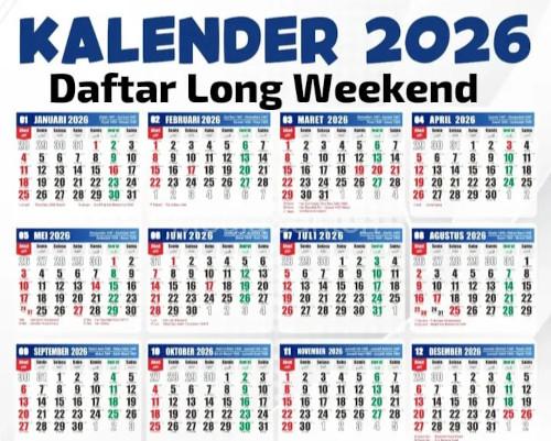 Daftar long weekend dalam kalender Indonesia tahun 2026. Foto Daeng Yusvin