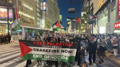 Long Marc Warga Jepang membela Palestina. Foto: Antara