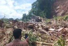 Lokasi tanah longsor di Kecamatan Padarincang, Kabupaten Serang. Foto Antara