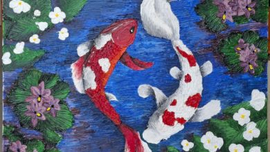 Lukisan Ikan Koi karya Puput, Siswi SMAN CMBBS. Foto Daeng Yusvin