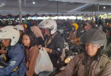 Pelabuhahan Ciwandan masih dipadati pemudik motor yang akan menyeberang ke Sumatera. Foto: LKBN Antara
