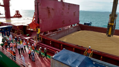 Mendag Zulkif Hasan melihat pembongkaran mutan kedelai impor di Cilegon. Foto: Kemendag RI