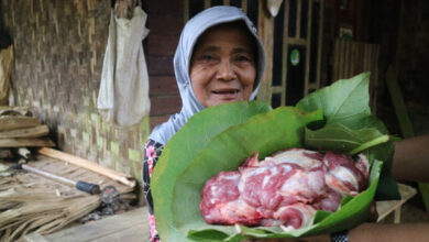 Nenek Sapiah, warga Cikeusik yang menerima dagaing kurban dari Dompet Dhuafa. Foto: M Firzy Iqbal Dompet Dhuafa