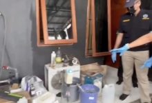 Penggerebekan pabrik narkotika di Tangerang. Foto Antara