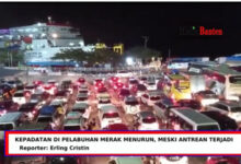 Arus mudik di Pelabuhan Merak mulai menurun, Sabtu malam.