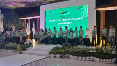 Pelantikan Ketua DPW Aspedi Banten, Agung Muhammad. Foto: Aden Hasanudin