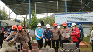 Polri dan PLN gelar pelatihan limbah batubara atau Faba di Suralaya. Foto: Erling Cristin