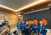 Para tersangka pemalakan proyek Chandra asrai Alkali Rp5 triliun. Foto: Antara