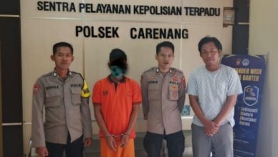 Polsek Carenang tangkap pelaku pembobol toko kelontongan. foto Yono