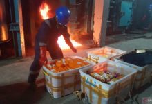 Pemusnahan barang bukti narkotika di sebuah perusahaan di Cilegon. Foto Antara