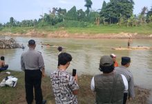 Pencarian 3 bocah usia 4 tahun yang tenggelam di Sungai Ciujung. Foto: Yono