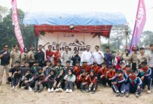 Para pelajar Kabupaten Pandeglang yang memperoleh pengetahuan keterampilan pendagian gunung. Foto Nana Amdan