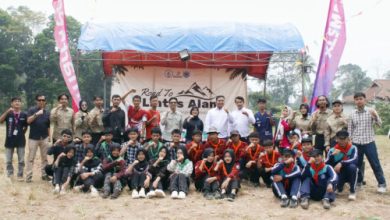 Para pelajar Kabupaten Pandeglang yang memperoleh pengetahuan keterampilan pendagian gunung. Foto Nana Amdan