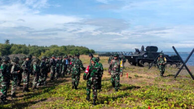Latihan pertahanan pantai dari Yonranratfib 2 Mar. Foto: Ahmad Munawir - Menkav 2 Mar