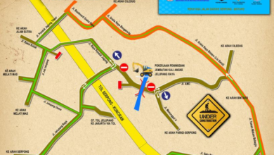 Peta penutupan jalan AMD Serpong Utara - Pondok Aren. Foto: LKBN Antara