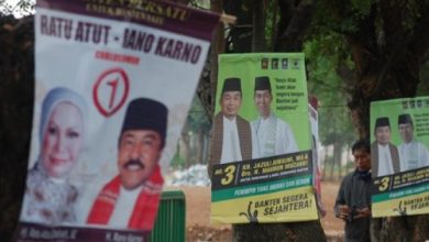 Perusakan pohon di jalur hijau di Kota Tangerang. Foto; Antara