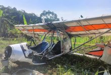 Pesawat FASI jatuh di daerah Bogor. Foto: Istimewa