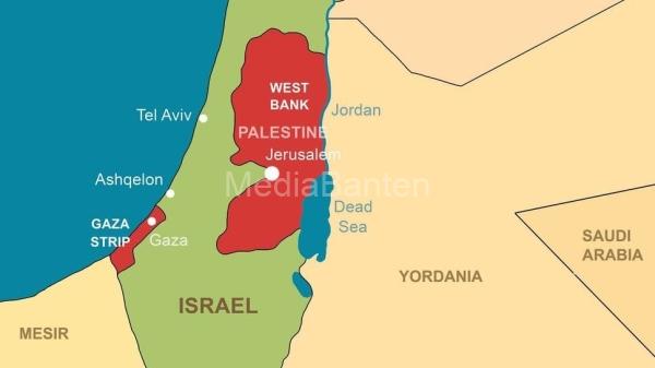 Peta jalur gaza, Palestina dan Israel. Foto: Istock