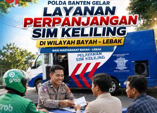 Layanan perpanjangan SIM Keliling di Bayah dari Polda Banten. Foto Daeng Yusvin