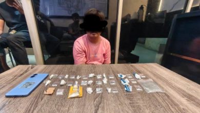 Tersangka pelaku pengedar narkoba jenis sabu di Rangkasbitung. Foto Antara