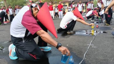 Polres Serang menggelar senam bersama dan perlombaan merayakan HUT Kemerdekaan RI. Foto Yono