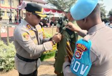 Kapolres Serang, AKBP Condro Sasongko dalam apel jelang Pilkada Serang, Foto: Yono