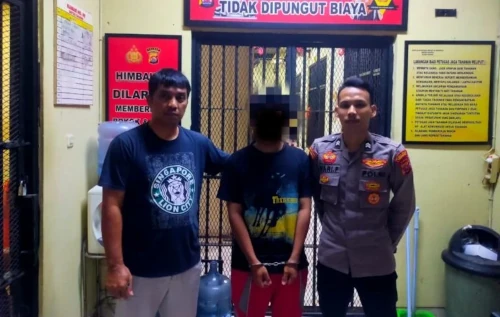 Satresnarkoba Polres Serang menangkap pengedar narkotika jenis tembakau sintetis. Foto Yono