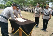 Kapolres Serang, AKBP Andri Kurniawan memimpin Sertijab Kasi Humas Polres Serang. Foto Yono