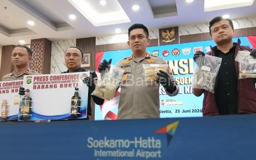 Kapolresta Bandara Soetta, Kombes Pol Wisnu Wardana saat konference pers. Foto Antara