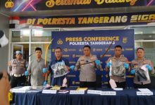 Polresta Tangerang gelar konferensi pers pelaku tawuran tewaskan seorang pelajar. Foto Antara