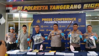 Polresta Tangerang gelar konferensi pers pelaku tawuran tewaskan seorang pelajar. Foto Antara