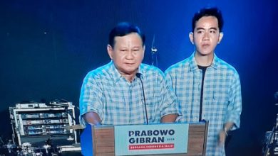 Pidato kemenangan Prabowo - Gibran. Foto: CNNIndonesia TV